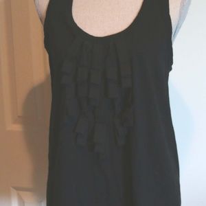 Banana Republic Ruffle Detail Black T back Tank L